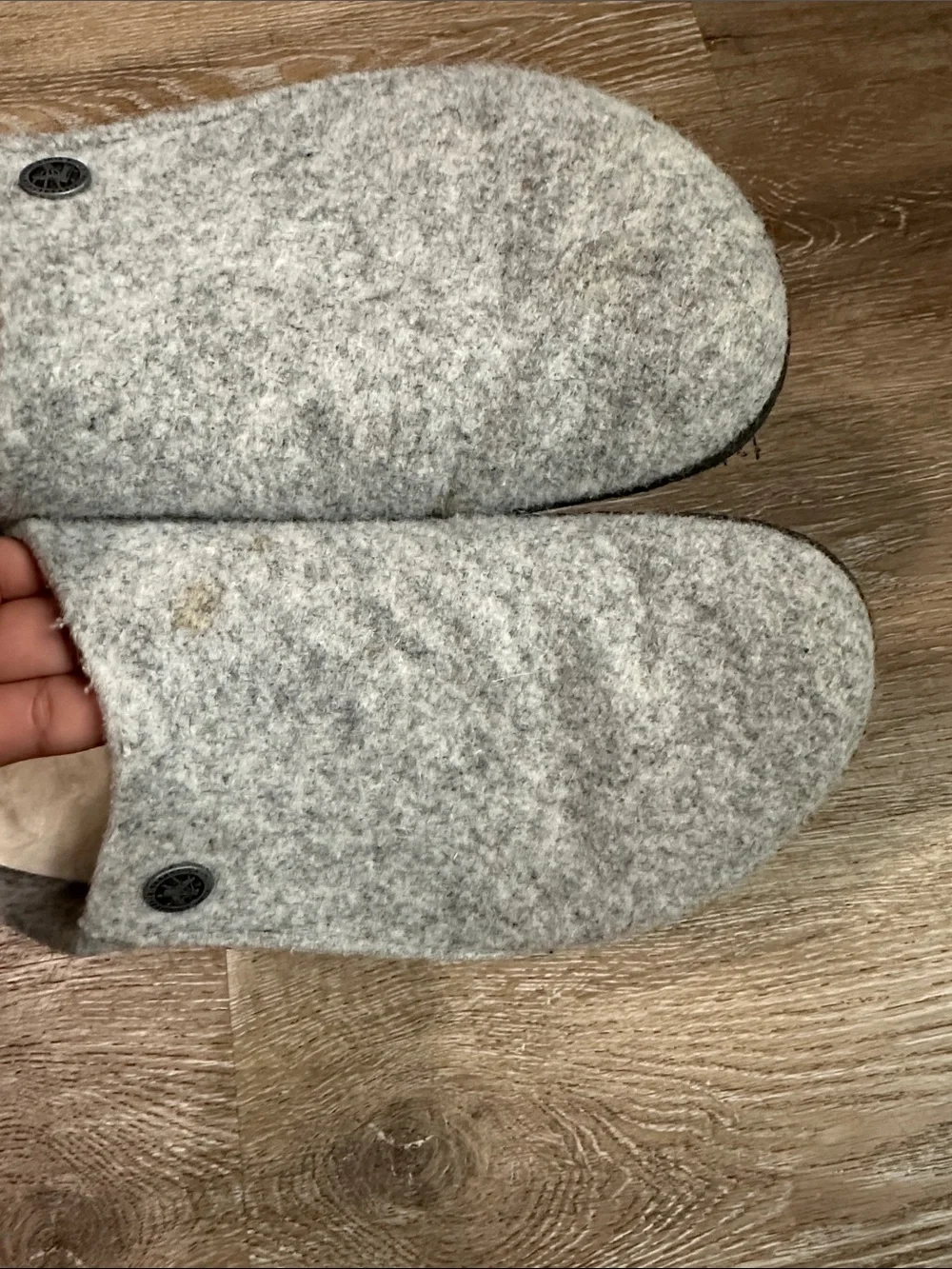 Birkenstock Cream and Light Gray Wool Felt Slip-On Clog W9 M7 - Picture 4 of 7